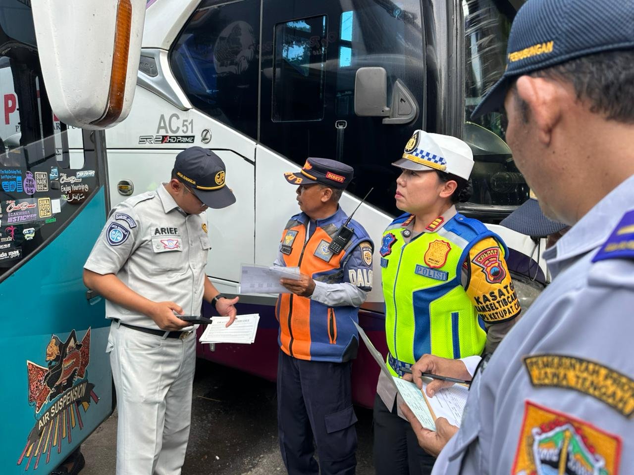Jelang Arus Balik Lebaran Jasa Raharja Purwodadi, Satlantas Polres Grobogan, dan Dinas Perhubungan Grobogan Laksanakan Ramp Check di Terminal Tipe B Purwodadi